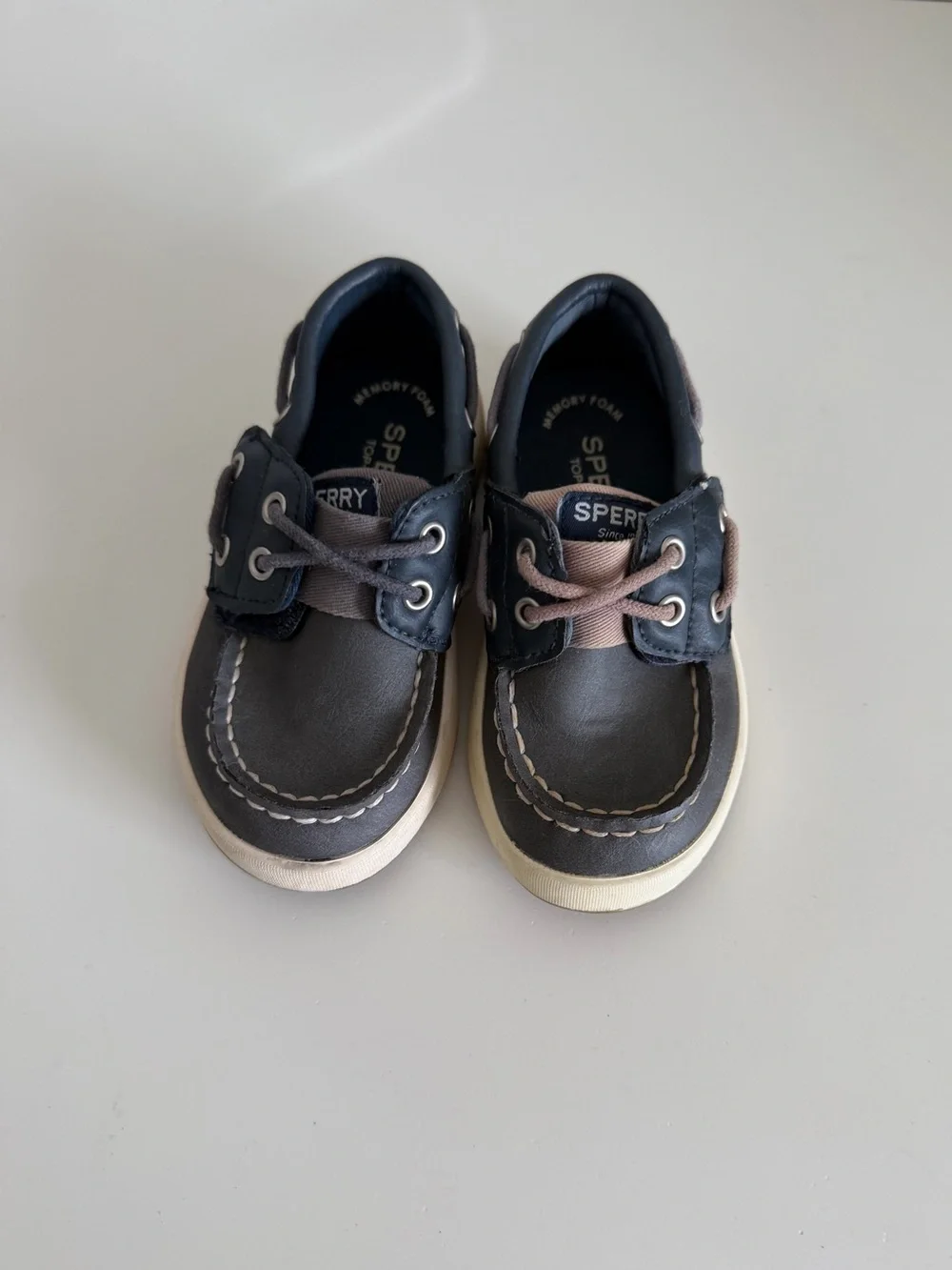 Sperry Kids Navy and Tan Moccasin Boat Shoes